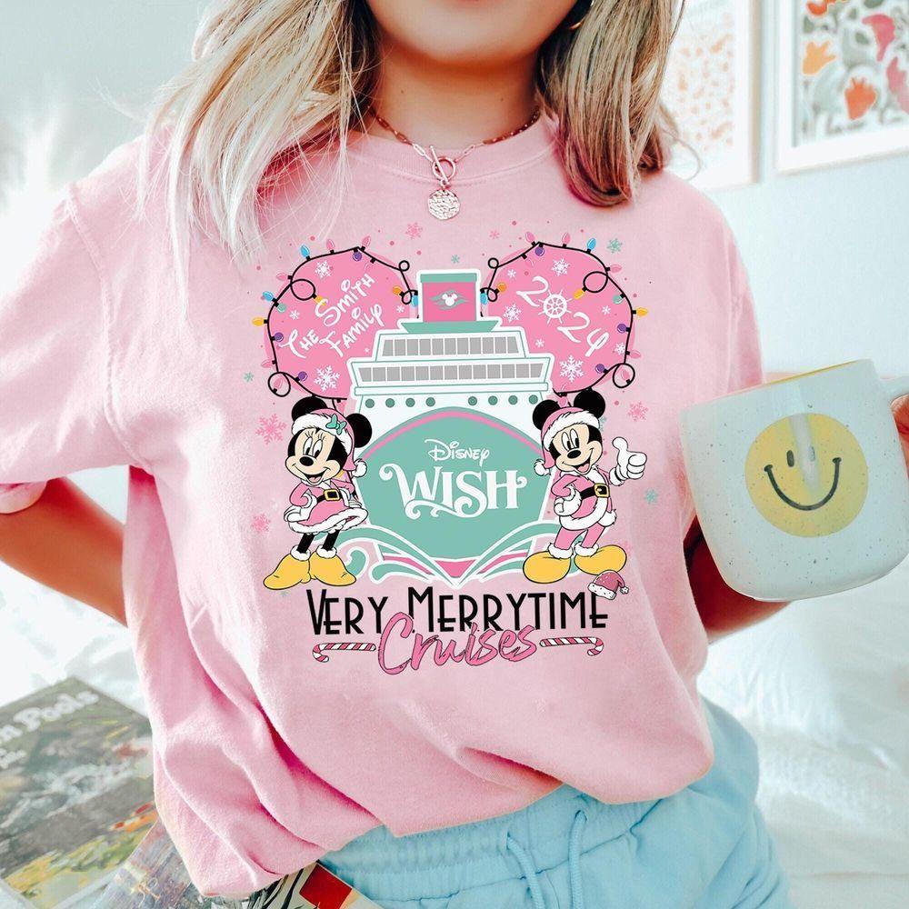 Personalized Disney Pink Christmas Very Merrytime Cruise 2023 Vuitino Shirt